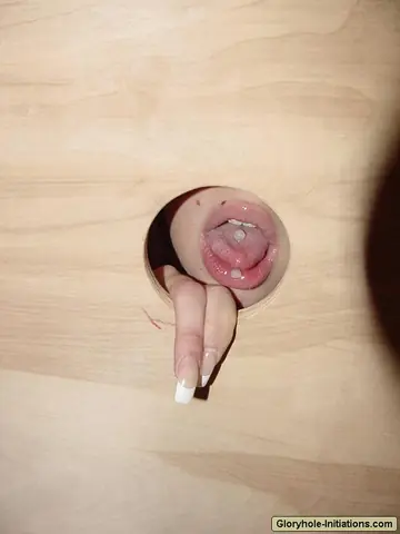 Busty Blonde MILF Sucks Cock Through Gloryhole and Kisses Him