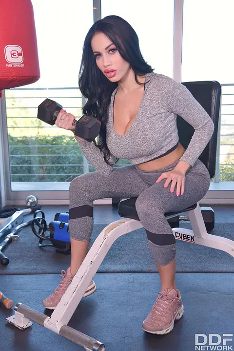 Victoria June: Busty Latina Changes into Lingerie and Fucks in the Gym – photo 1 of 12