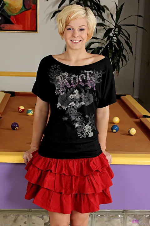 Slim Short-Haired Blonde Pulls Her Panties Aside and Spreads – photo 1 of 21