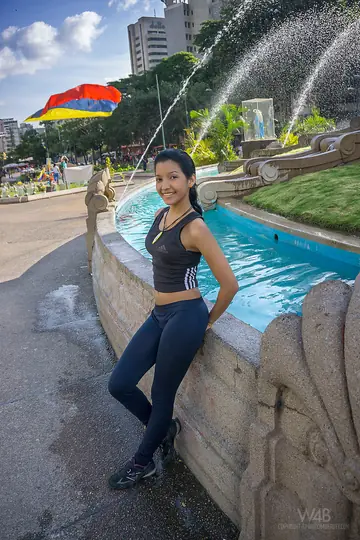 Latina in Yoga Pants Strips for Shower Masturbation