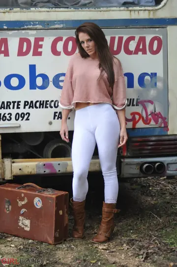 Jennifer Nexus – British Brunette Flashes Her Big Tits Near a Bus