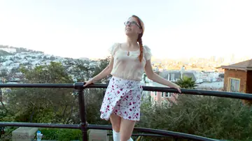 Petite Redhead in Glasses Gets Bound and Fucked Outdoors