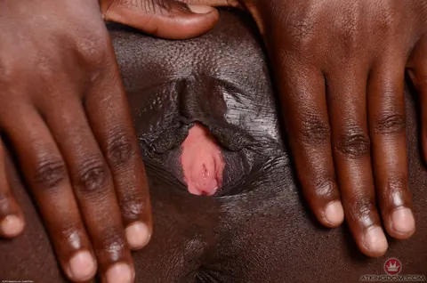 London Blaq: Ebony Babe with Big Tits Pulls Panties Aside – photo 15 of 16
