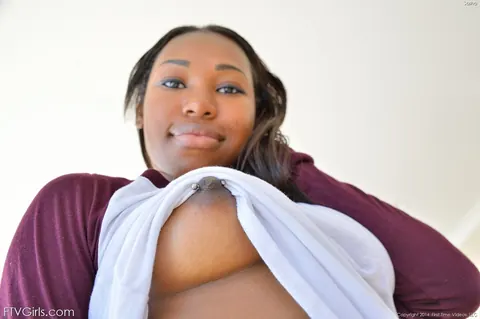 Ashton Devine: Ebony Babe with Big Tits Fists Her Hairy Pussy in Uniform – photo 10 of 16
