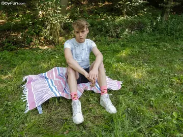 Hung Twink Undresses and Displays Cock Outdoors