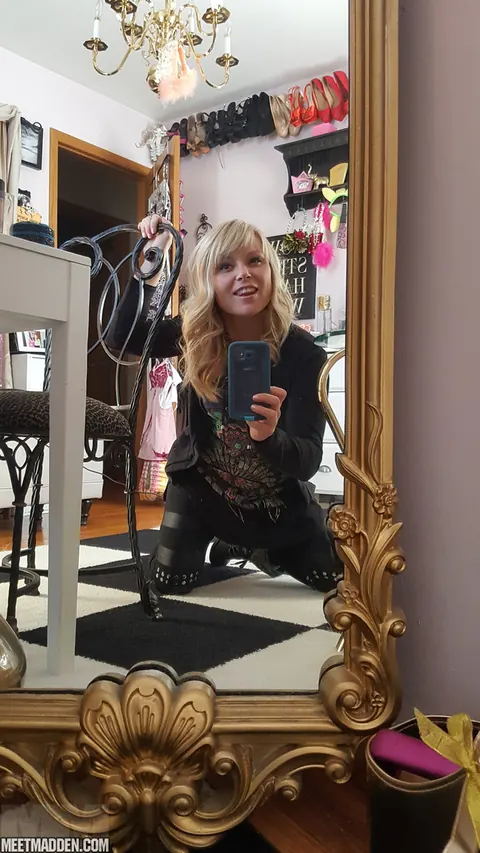 Meet Madden: Slim Blonde MILF Strips for Mirror Selfies in Boots – photo 2 of 15
