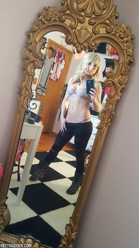 Meet Madden: Slim Blonde MILF Strips for Mirror Selfies in Boots – photo 6 of 15