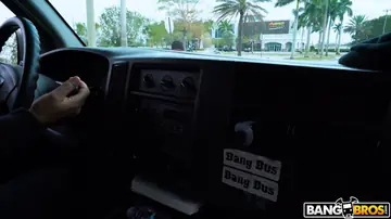 Slim Asian Brunette Sucks Cock and Gets Fucked in the Van