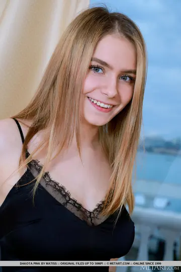 Dakota Pink – European Blonde Strips Out of Her Black Dress and Spreads