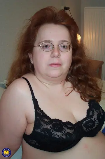 Redhead BBW in Glasses Gets Fucked and Uses a Dildo in the Bedroom