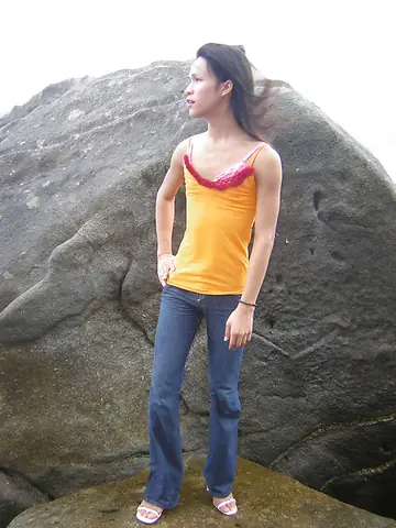 Slim Asian Trans Woman Fingers and Spreads Outdoors