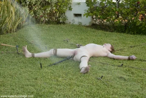 Petite Redhead MILF Bound and Spread Outdoors – photo 20 of 20