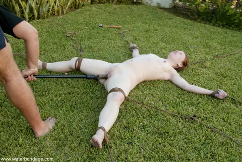 Petite Redhead MILF Bound and Spread Outdoors – photo 11 of 20