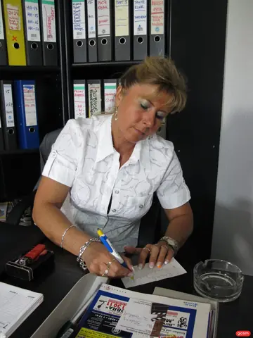 German Brunette Sucks Cock and Fucks in the Office Threesome