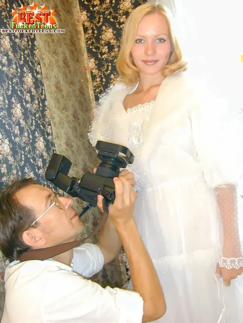 Blonde in Stockings Spreads Her Hairy Pussy for Wedding Sex – photo 2 of 18