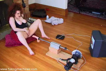 BBW MILF with Big Tits Takes a Dildo Machine in Bondage