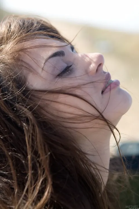Astrud A: Brunette with Big Tits Strips and Spreads on the Beach – photo 21 of 21