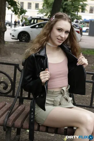 Mercia Francis – Skinny Blonde in Leather and Socks Gets Fucked Doggy Style Outdoors