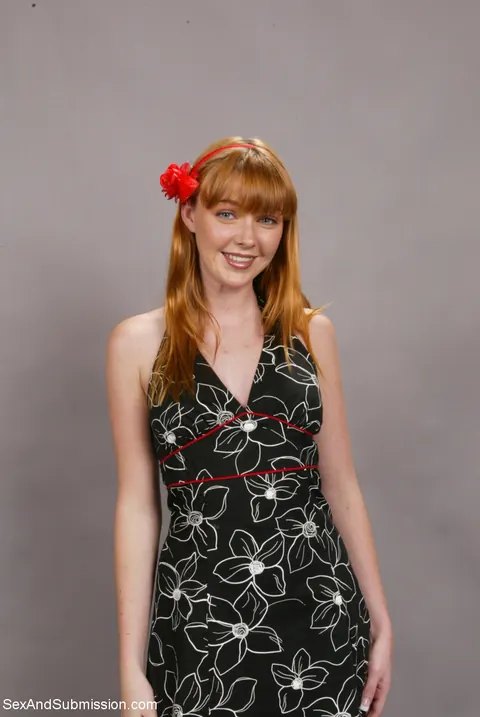 Marie McCray: Naked Redhead in a Skirt Gives a Bondage Blowjob in the Bathroom – photo 2 of 21