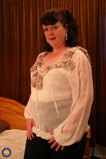 Mature BBW Strips Out of Her Lingerie and Fingers Her Pussy