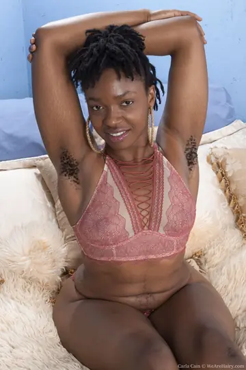 Carla Cain – Ebony Curly Babe Shows Her Hairy Pussy and Big Ass