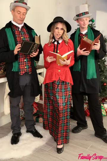 Anya Olsen – Tattooed Latina Redhead in Christmas Costume Takes Anal in Group Sex