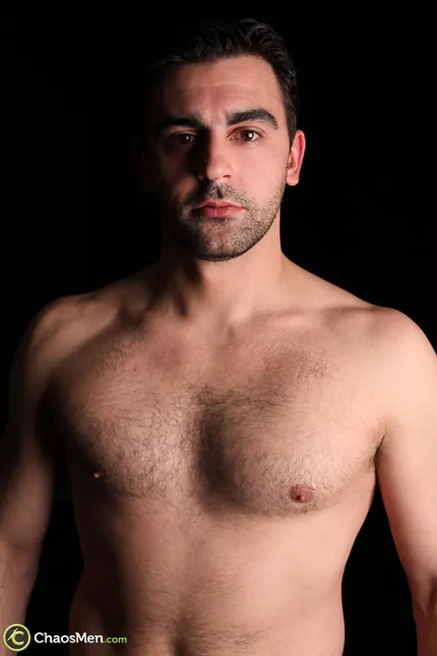 Hairy Man Strips Nude and Poses with Stiff Cock – photo 10 of 20
