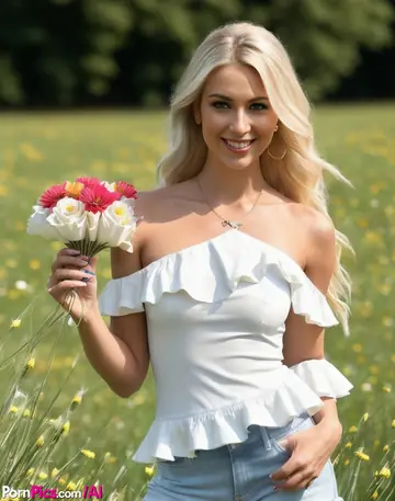 AI-Generated Blonde with Big Tits Strips in the Forest