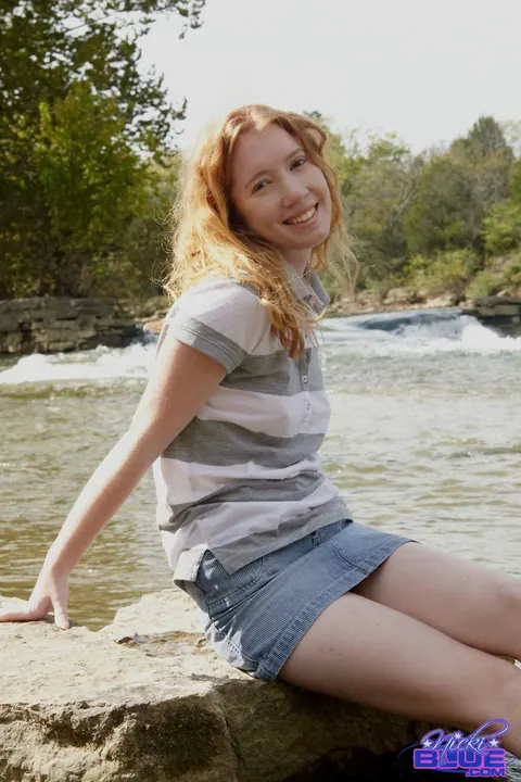 Nicki Blue: Skinny Redhead Undresses Nude by the River – photo 21 of 21
