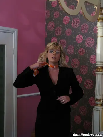 Busty Blonde MILF in Stockings and Glasses Takes Two Men in a Threesome