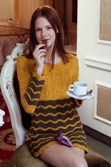 Juliett Lea – Skinny Redhead Fingers and Spreads on a Chair