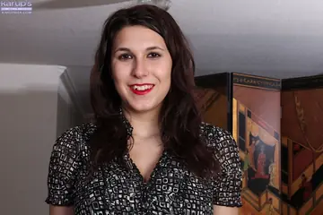 Ella Jones – Pale Brunette with Big Tits Strips Out of Her Shorts