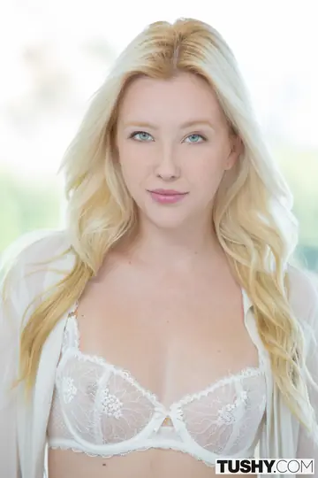 Blonde in Lingerie and Stockings Takes Anal and a Facial