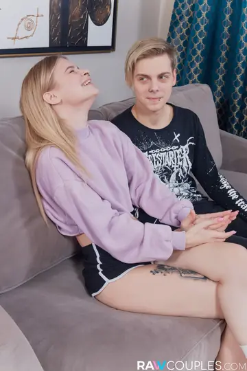 Blonde Babe Sucks Cock and Kisses Her Partner