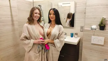 Maddi Black – Busty Czech Blonde and Brunette Shower Then Get Fucked Doggy Style in an Orgy
