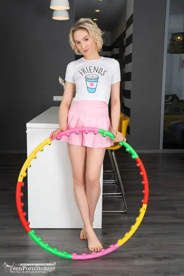Lilly Mai – Blonde in a Skirt Fingers Her Pussy on the Kitchen Counter