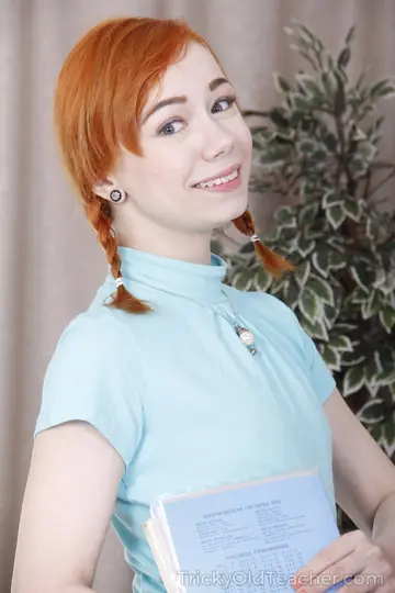Kira Roller – Redhead in Stockings and Socks Takes Anal from Older Man
