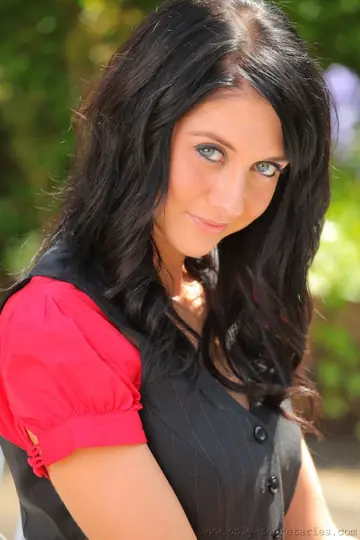 Natalie T – Busty Brunette Sheds Her Secretary Uniform for Lingerie and Stockings Outdoors