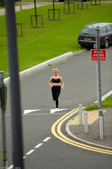 Curvy Blonde MILF Strips Out of Her Yoga Pants on the Gym Stairs