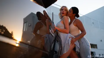 Kenna James – Asian MILFs Kiss, Lick and Finger Each Other in a Car