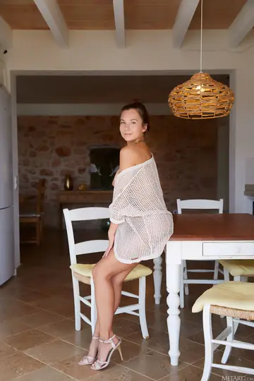 Ukrainian Brunette Stands Nude and Shows Her Body
