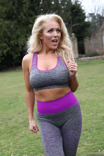 Rebecca Jane Smyth – Tall Blonde MILF with Big Tits Has Sex in the Bathroom