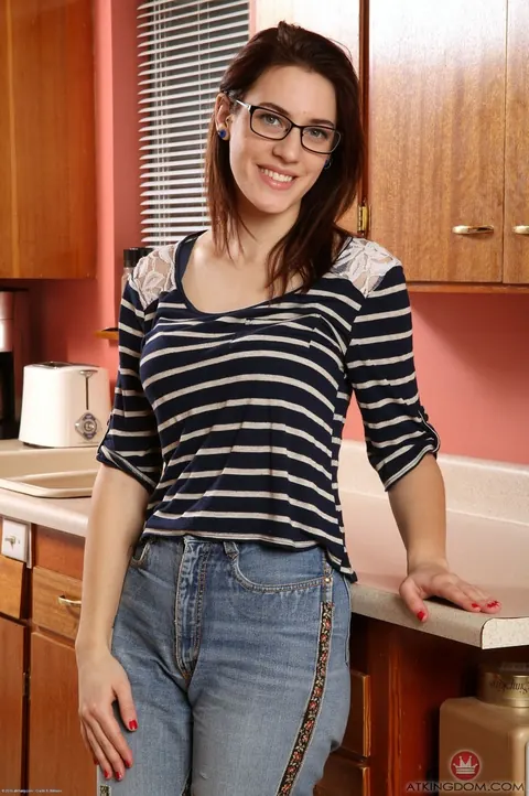 Alice Hodges: Busty Redhead Spreads Her Hairy Pussy in the Kitchen – photo 1 of 16
