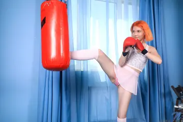 Lissa Fox – Slim Redhead Masturbates with a Dildo in the Gym