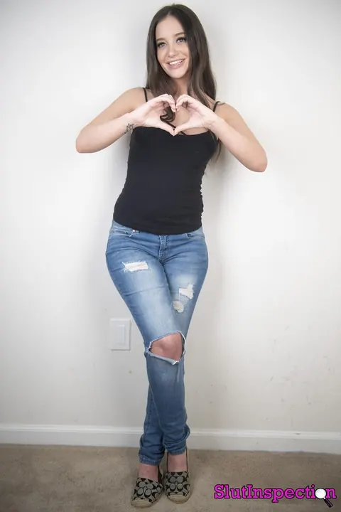 Gia Paige: Petite Brunette Strips Nude Showing Her Natural Tits – photo 10 of 20