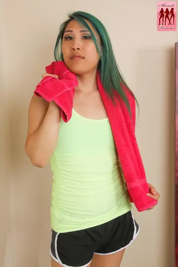 Asian Trans Woman Gives a Blowjob and Takes Interracial Sex