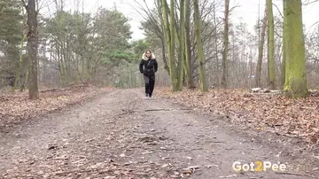Natasha Ink – Hairy Woman in Glasses Squats and Pisses on a Dirt Road