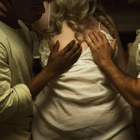 Heidi Priestess: Blonde BBW in Interracial Threesome with Lesbian Play – photo 3 of 11