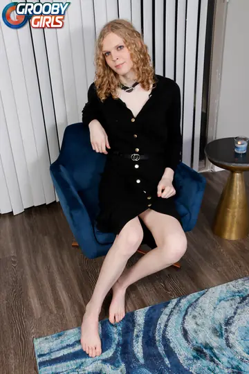 Slim Trans Woman Undresses Out of Her Dress and Panties