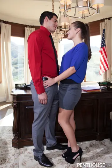 Abby Cross – Brunette Secretary Sucks and Rides Her Boss at the Desk
